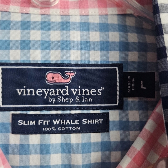 Vineyard Vines Mens Patchwork Slim Fit Whale Shirt Sz Large - Picture 7 of 7